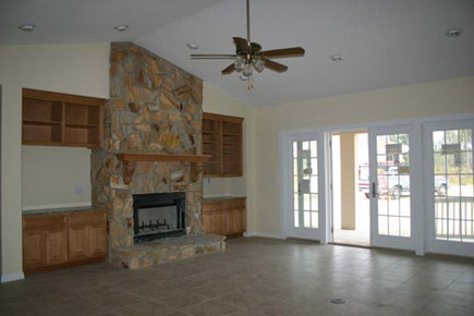 lake city home designs, lake city florida custom residential design, living room with pre-manufactured fireplace
