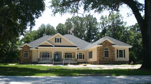 Cinnamon Hill Architects, custom country home design on acreage, raised front porch with guard rails