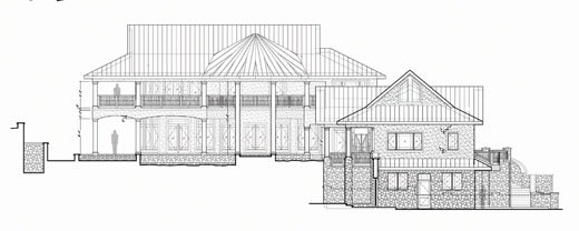 Beach House Designer, custom home design for sloping lot, timber frame roof and ceiling design