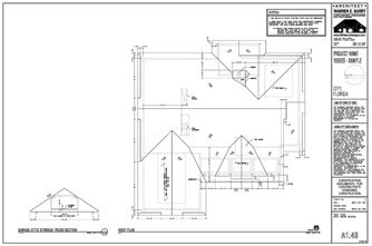 Residential Design Drawings, custom home plans, roof plan with trusses and site framing